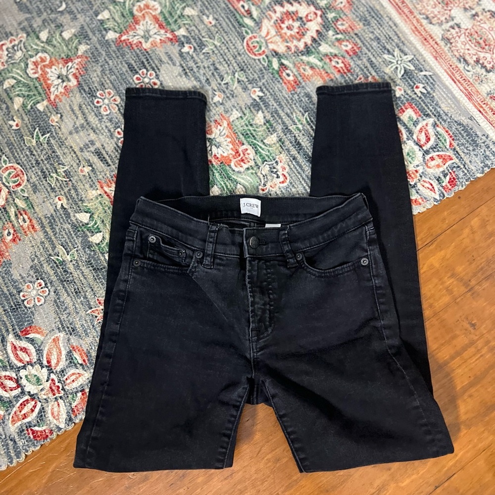J Crew black mid rise skinny jeans